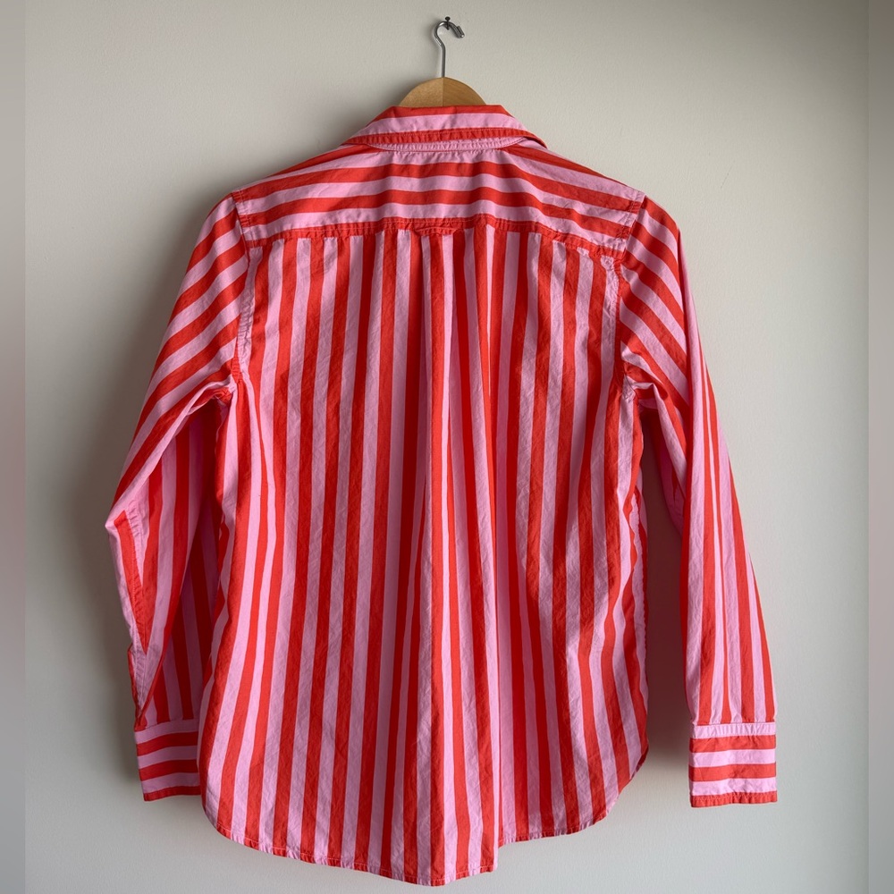 J. Crew Classic Fit Cotton Poplin Button Down Shirt Pink Red Stripe Women’s 8 - Picture 3 of 8